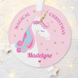 Rainbow Unicorn Magisches Weihnachtsrosa Ornament