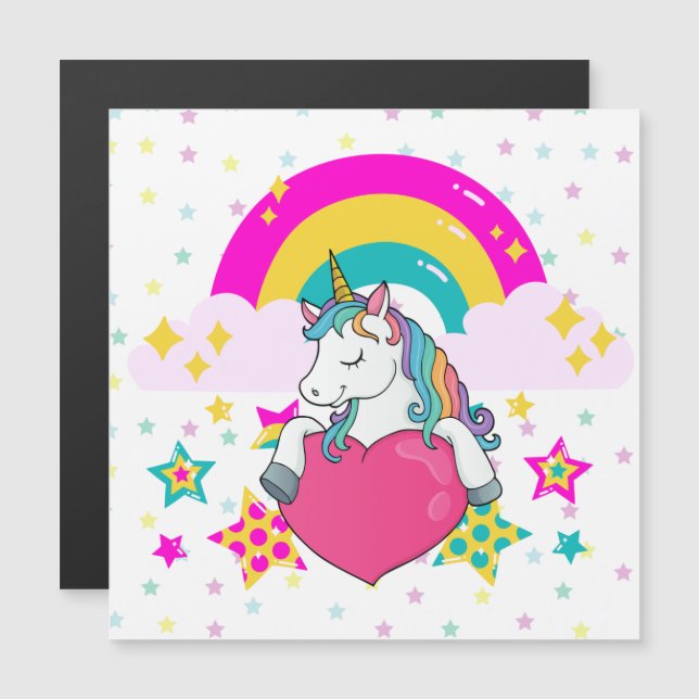 Rainbow Unicorn mit Magnetkarte der Sterne (Vorne/Hinten)