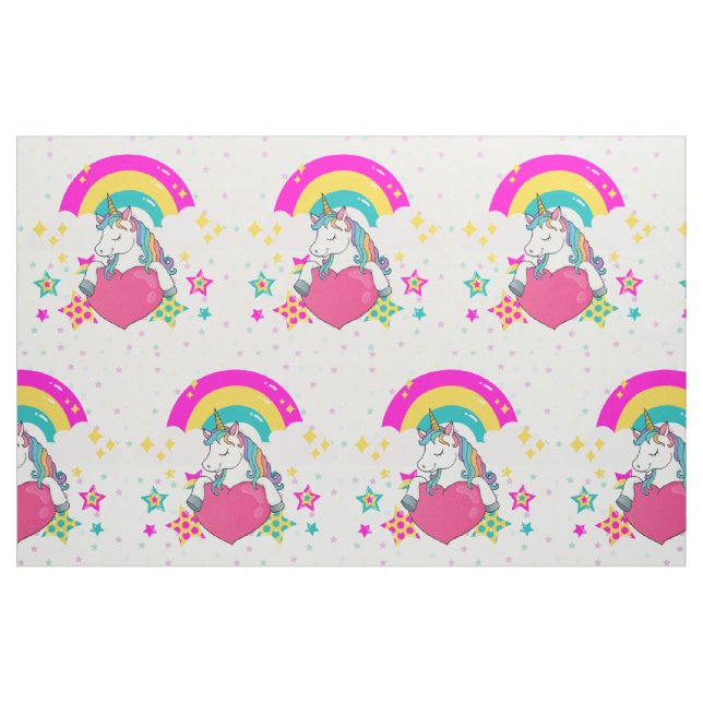 Rainbow Unicorn mit Sternen Stoff (Fat Quarter (45,7 x 55,9 cm))