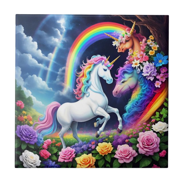 Rainbow Unicorn One Fliese (Vorderseite)