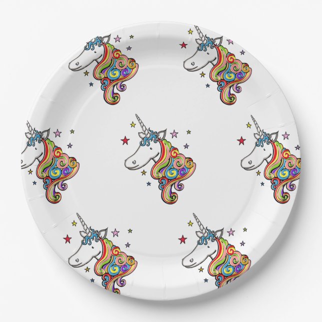 Rainbow Unicorn Paper Plate Pappteller (Vorderseite)