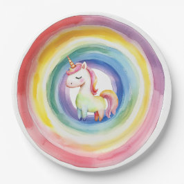 Rainbow Unicorn Paper Plate Pappteller