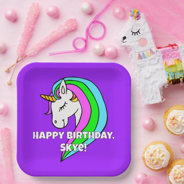 Rainbow Unicorn Pappteller (Party)