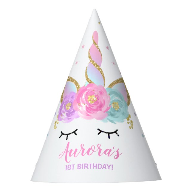 Rainbow Unicorn Party Hat Unicorn Birthday Party Partyhütchen (Vorderseite)
