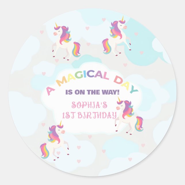 Rainbow Unicorn Party Stickers (Devant)
