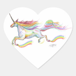 Rainbow Unicorn Pegasus Pferdepony Niedlich Herz-Aufkleber