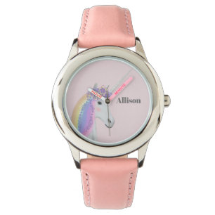 Rainbow Unicorn Personalisiertes Girl Armbanduhr