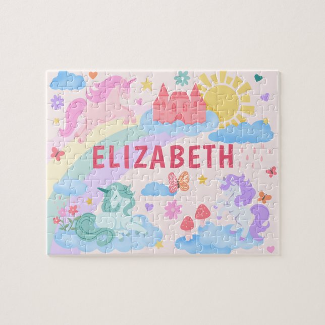 Rainbow Unicorn Personalized Kids Name  (Horizontal)