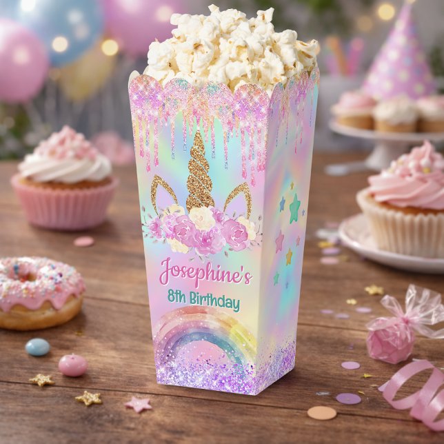 Rainbow Unicorn pink aqua birthday pop corn Geschenkschachtel (Von Creator hochgeladen)