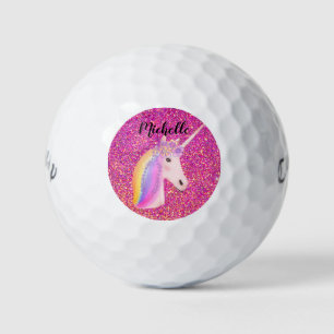 Rainbow Uniçorn Pink Glitzer Magisch Personalisier Golfball