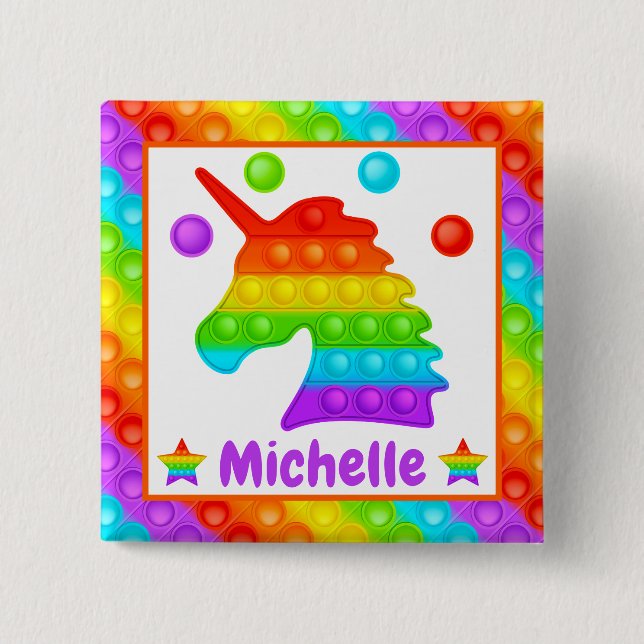Rainbow Unicorn Pop It Fidget Toy Kids Button (Vorderseite)