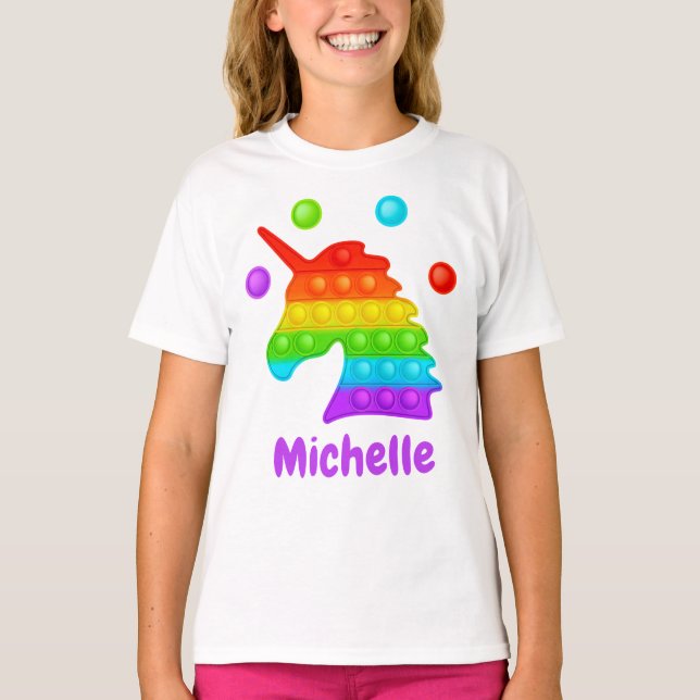 Rainbow Unicorn Pop It Fidget Toy Kids T-Shirt (Vorderseite)