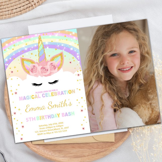 Rainbow Unicorn Postkarten mit Foto (Rainbow Unicorn post Cards with photo)