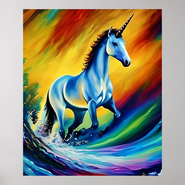 Rainbow Unicorn Printable Wall Art - High Quality  Poster (Vorne)