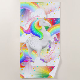 Rainbow Unicorn Prinzessin Personalisiert Strandtuch