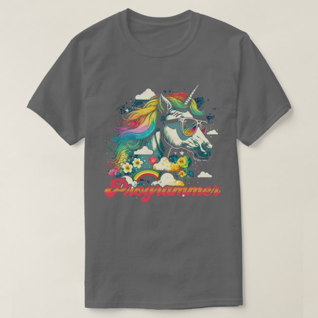 Rainbow Unicorn Programmer T-Shirt (Design vorne)