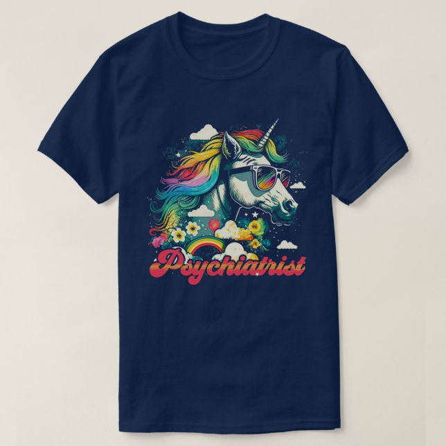 Rainbow Unicorn Psychiater T-Shirt (Design vorne)
