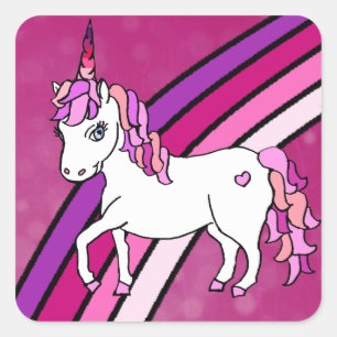 Rainbow Unicorn Quadratischer Aufkleber