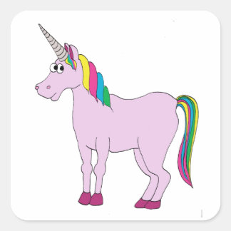 Rainbow Unicorn Quadratischer Aufkleber