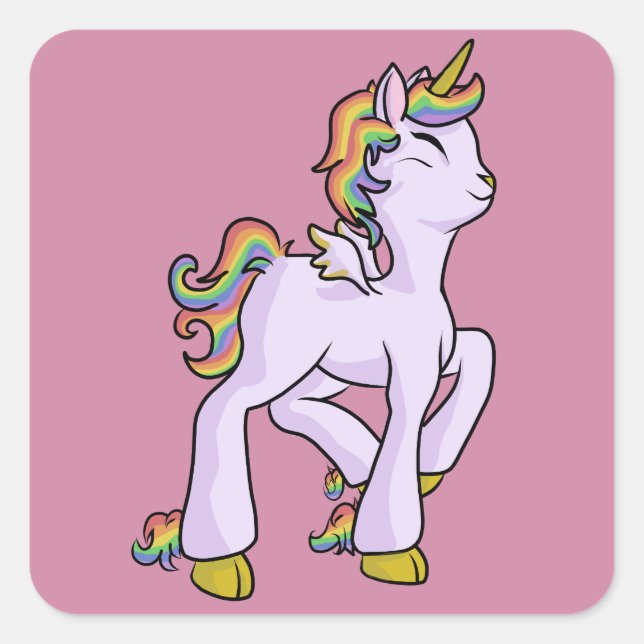 Rainbow Unicorn! Quadratischer Aufkleber (Vorderseite)
