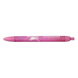 Rainbow Unicorn Rosa Glitzer Girls Personalisiert Kugelschreiber