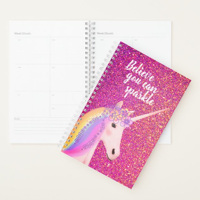 Rainbow Unicorn rose or Parties scintillant Inspir (Devant avec enveloppe)