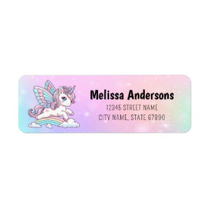 Rainbow Unicorn-Rücksendeadressen-Aufkleber