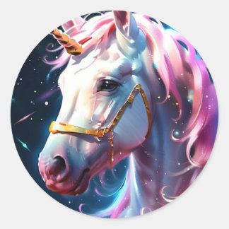 Rainbow Unicorn Runder Aufkleber