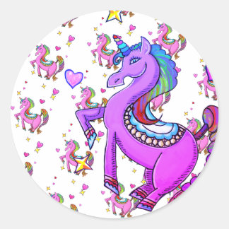 Rainbow Unicorn Runder Aufkleber