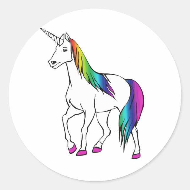 RAINBOW UNICORN RUNDER AUFKLEBER (Vorderseite)