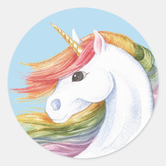Rainbow Unicorn Runder Aufkleber
