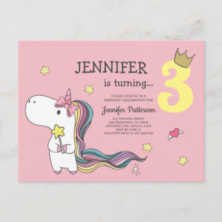 Rainbow Unicorn Stars Einladung zum Geburtstag