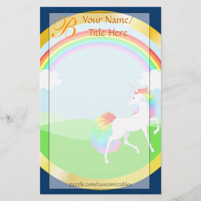 Rainbow Unicorn Stationery Briefpapier (Vorderseite)