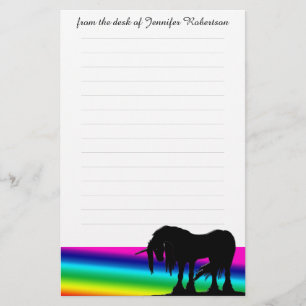 Rainbow Unicorn Stationery w/lines Briefpapier