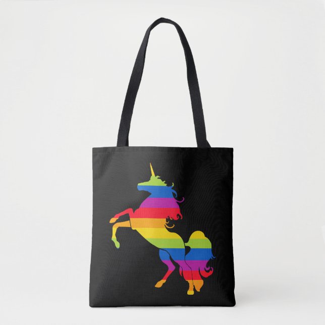 Rainbow Unicorn Streifen farbenfroh Tasche (Vorderseite)