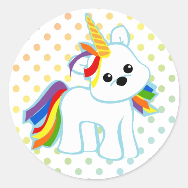Rainbow Unicorn-Süsse Runder Aufkleber (Vorderseite)