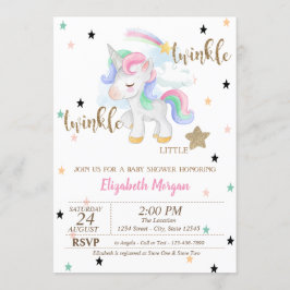 Rainbow Unicorn, Twinkle Little Star Baby Dusche Einladung