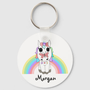 Rainbow Unicorn und Butterfly Personalisiert Schlüsselanhänger