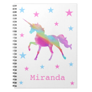 Rainbow Unicorn und Stars Notebook Notizblock