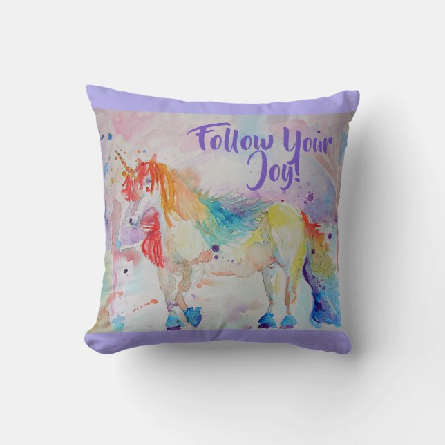 Rainbow Unicorn Wasserfarbenkissen Kissen (Vorderseite)