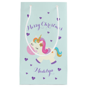 Rainbow Unicorn Weihnachts-Glitzer Aqua Kleine Geschenktüte