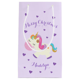 Rainbow Unicorn Weihnachtsfest Glitzer Lila Kleine Geschenktüte