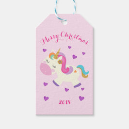 Rainbow Unicorn Weihnachtsfest Glitzer Pink Geschenkanhänger