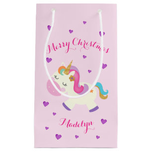 Rainbow Unicorn Weihnachtsfest Glitzer Pink Kleine Geschenktüte