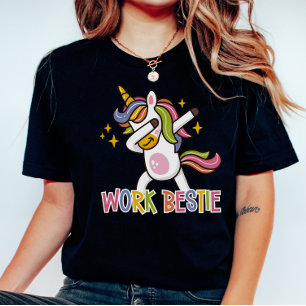 Rainbow Unicorn Work Bestie Emotionale Unterstützu T-Shirt