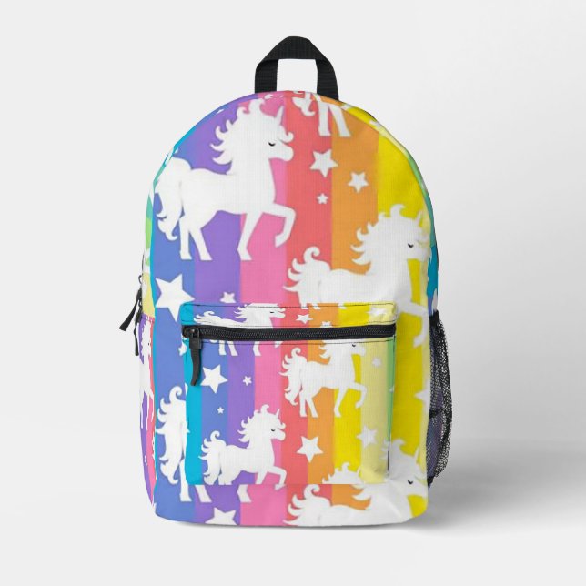 Rainbow Unicorns Bedruckter Rucksack (Vorderseite)
