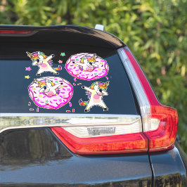 Rainbow Unicorns Dab Dance Donut Party Aufkleber