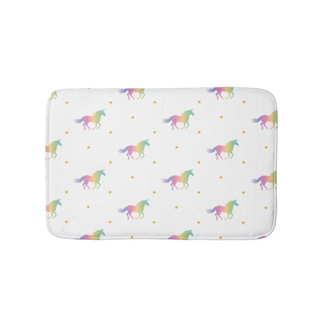 Rainbow Unicorns & Gold Stars Muster Badematte (Vorderseite)
