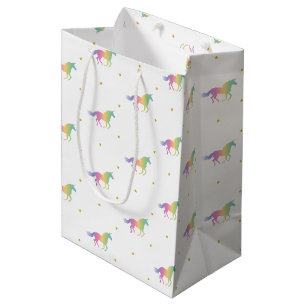 Rainbow Unicorns & Gold Stars Muster Mittlere Geschenktüte
