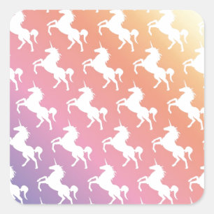 Rainbow Unicorns II Quadratischer Aufkleber